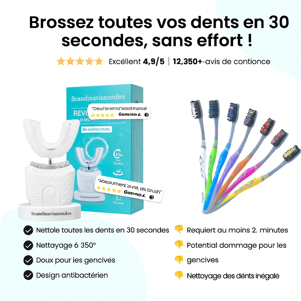 UltraSmile™ – Brosse Dentaire 360° LED & Vibration Haute Fréquence